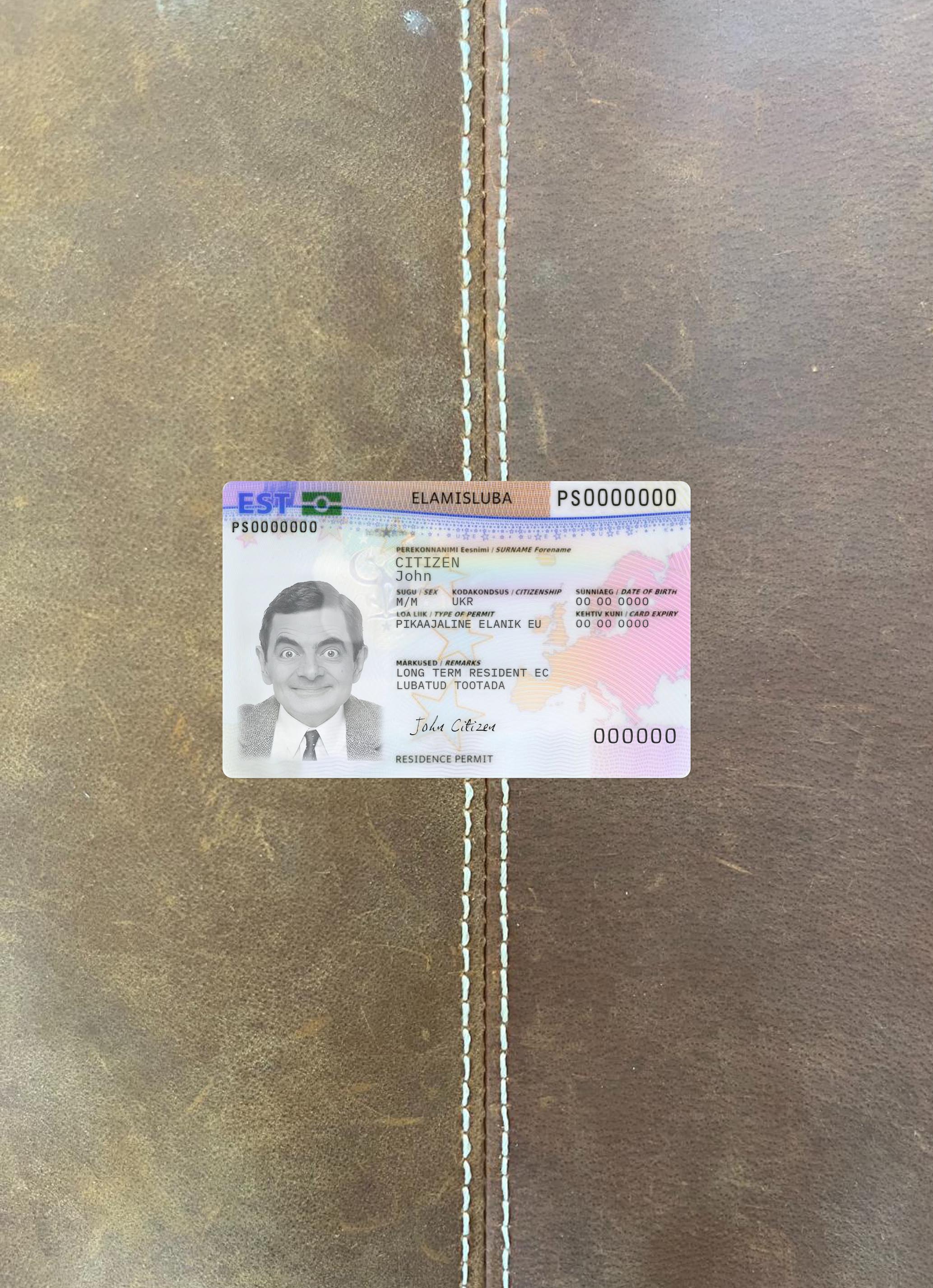 Estonia residence permit card photolook front PSD template